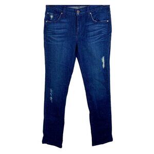 James Jeans USA Size 25 Randi Pencil Leg Dark Wash Distressed  27 x 33 Mid Rise